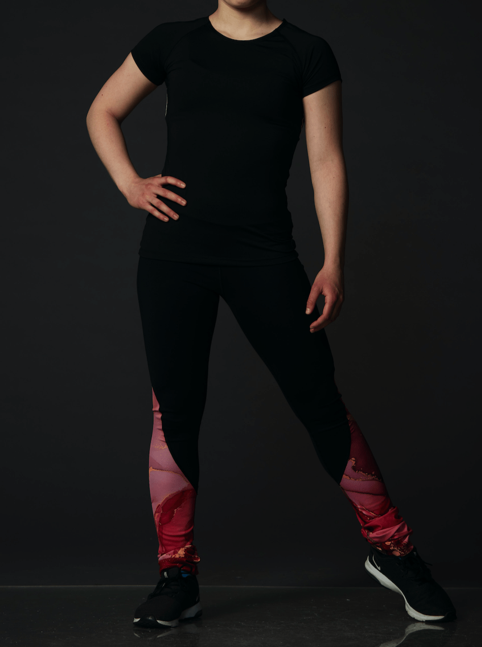 High Waist Black Legging - Marbled Coral - Elite Xpression