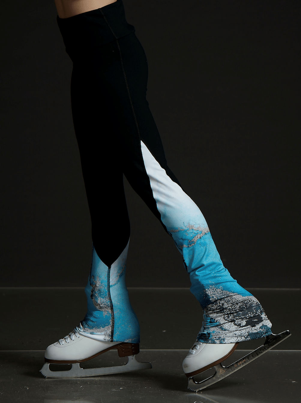 High Waist Black Legging - Marbled Turquoise - Elite Xpression