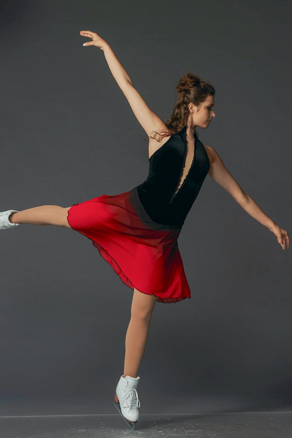 Faded Red Dance Dress- Figure Skating - EliteXpression Elite Xpression Faded Red Dance Dress- Figure Skating - EliteXpression Elite Xpression