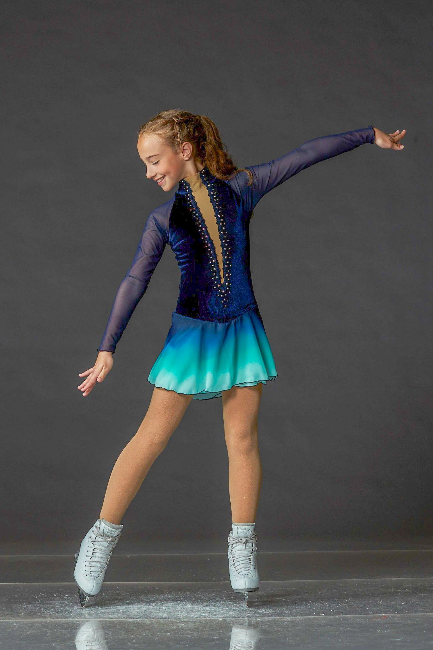 Faded Turquoise Dress- Figure Skating - EliteXpression Elite Xpression Faded Turquoise Dress- Figure Skating - EliteXpression Elite Xpression