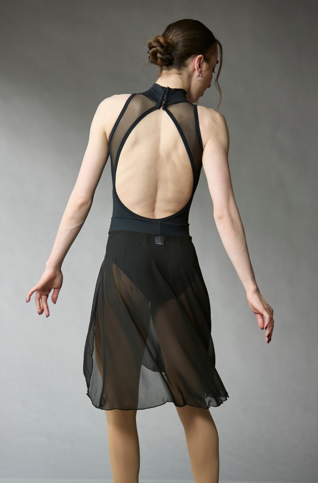 Black Single Layer Chiffon Skirt