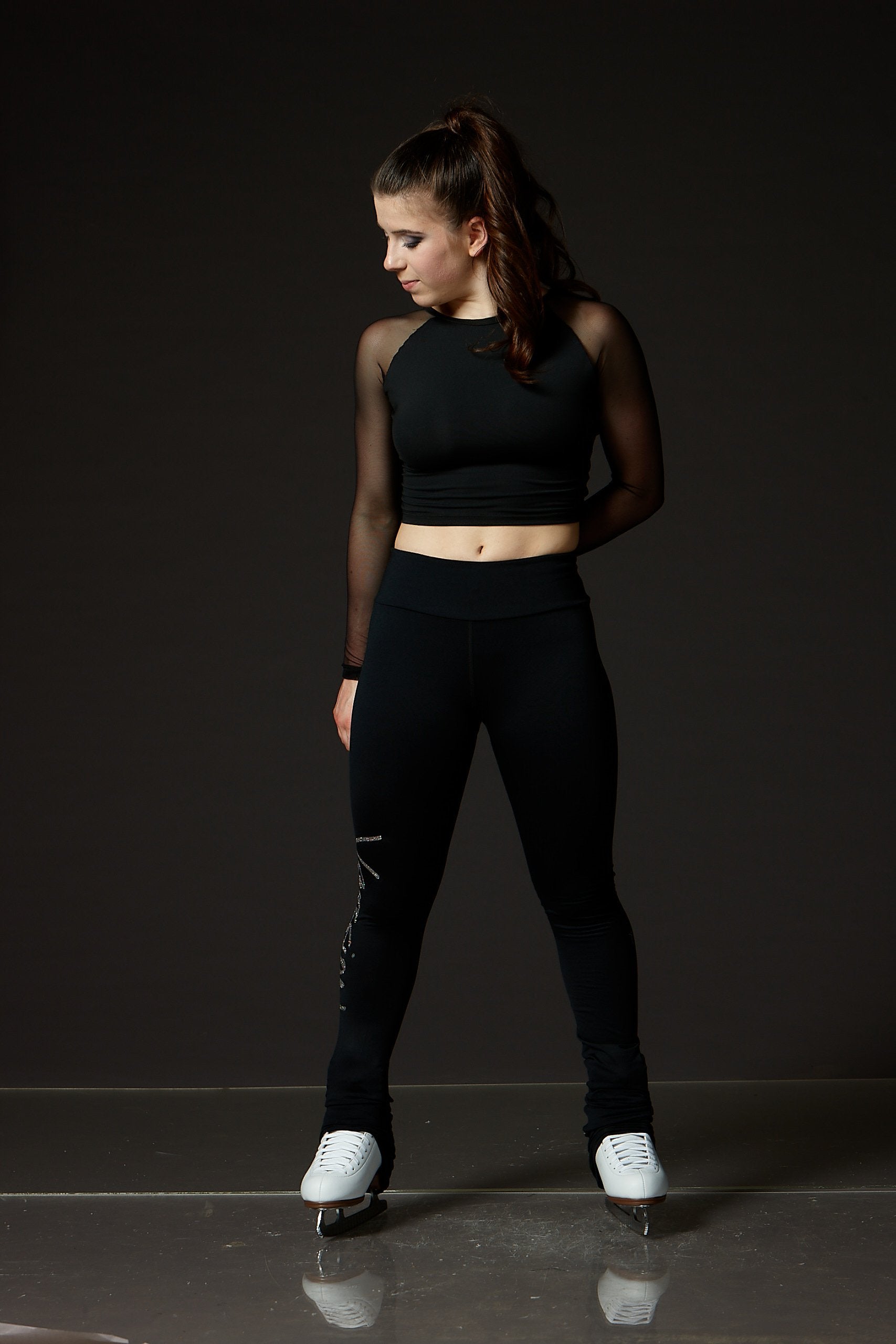 Reversible Crossed Black Shirt with Mesh Sleeves