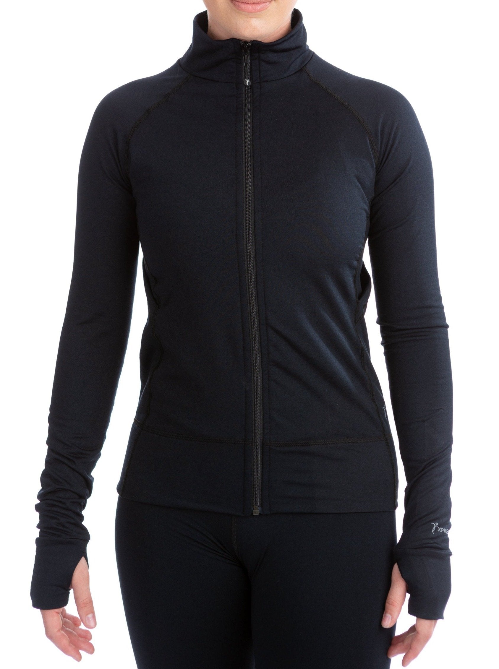 Black Tech Jacket with Thumb Slit
