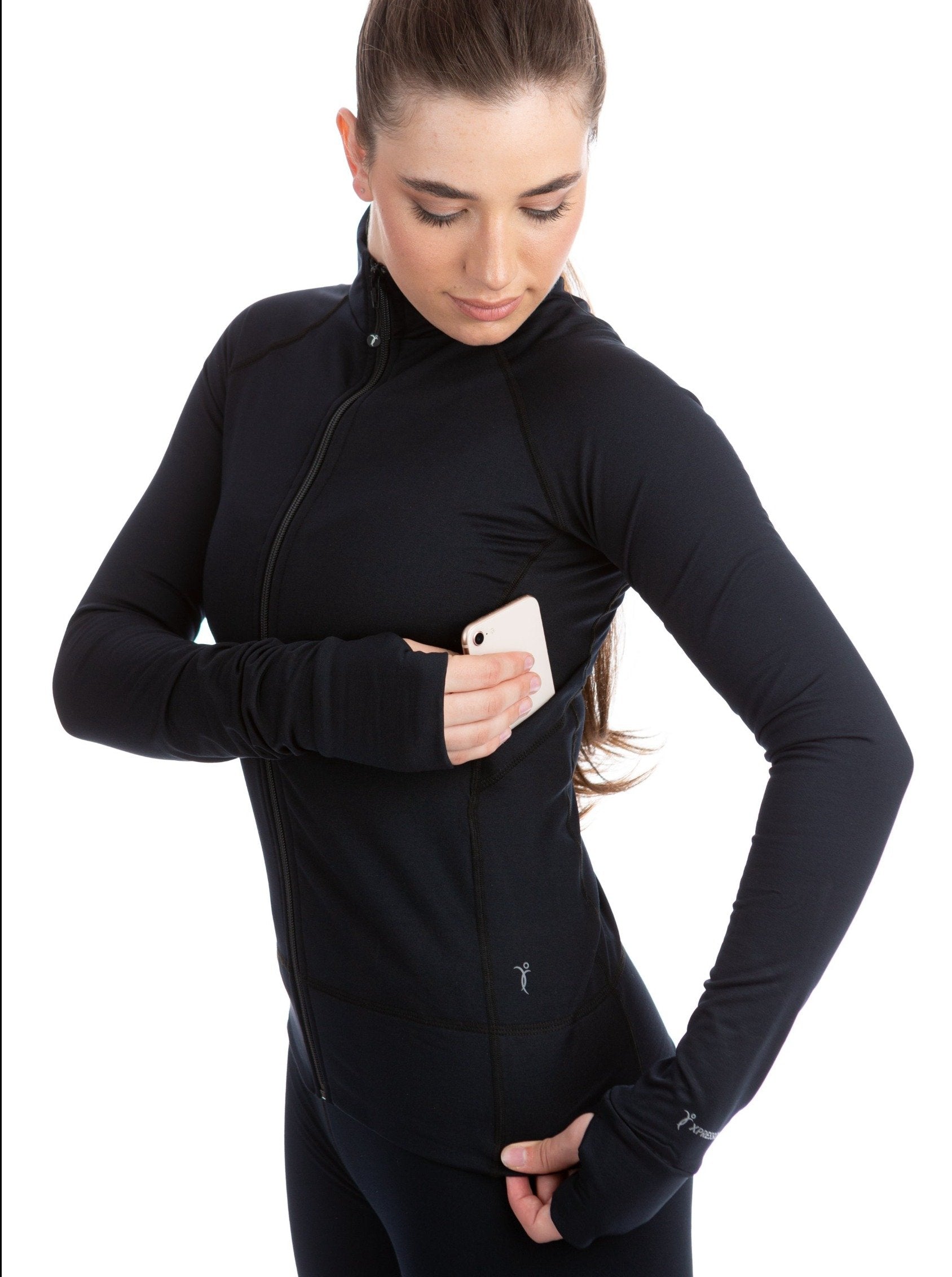 Black Tech Jacket with Thumb Slit