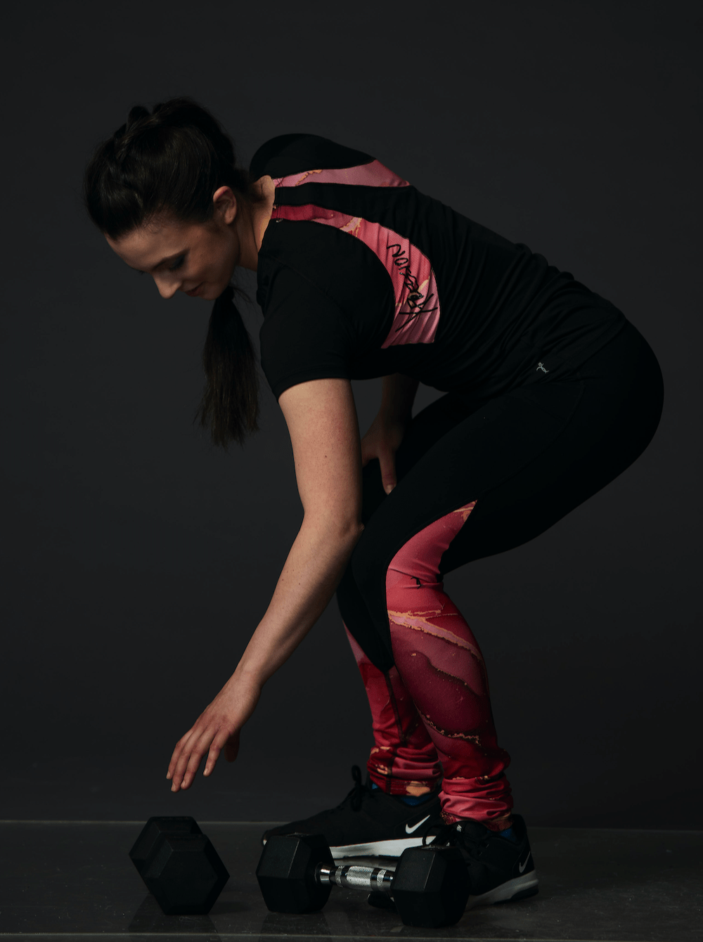 High Waist Black Legging - Marbled Coral - Elite Xpression