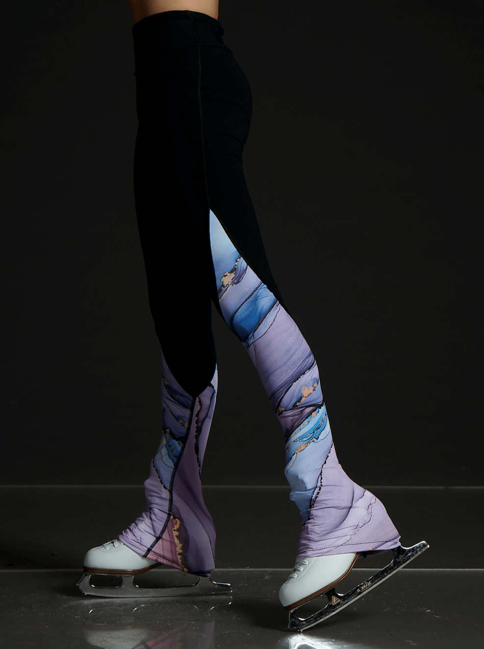 High Waist Black Legging - Marbled Purple