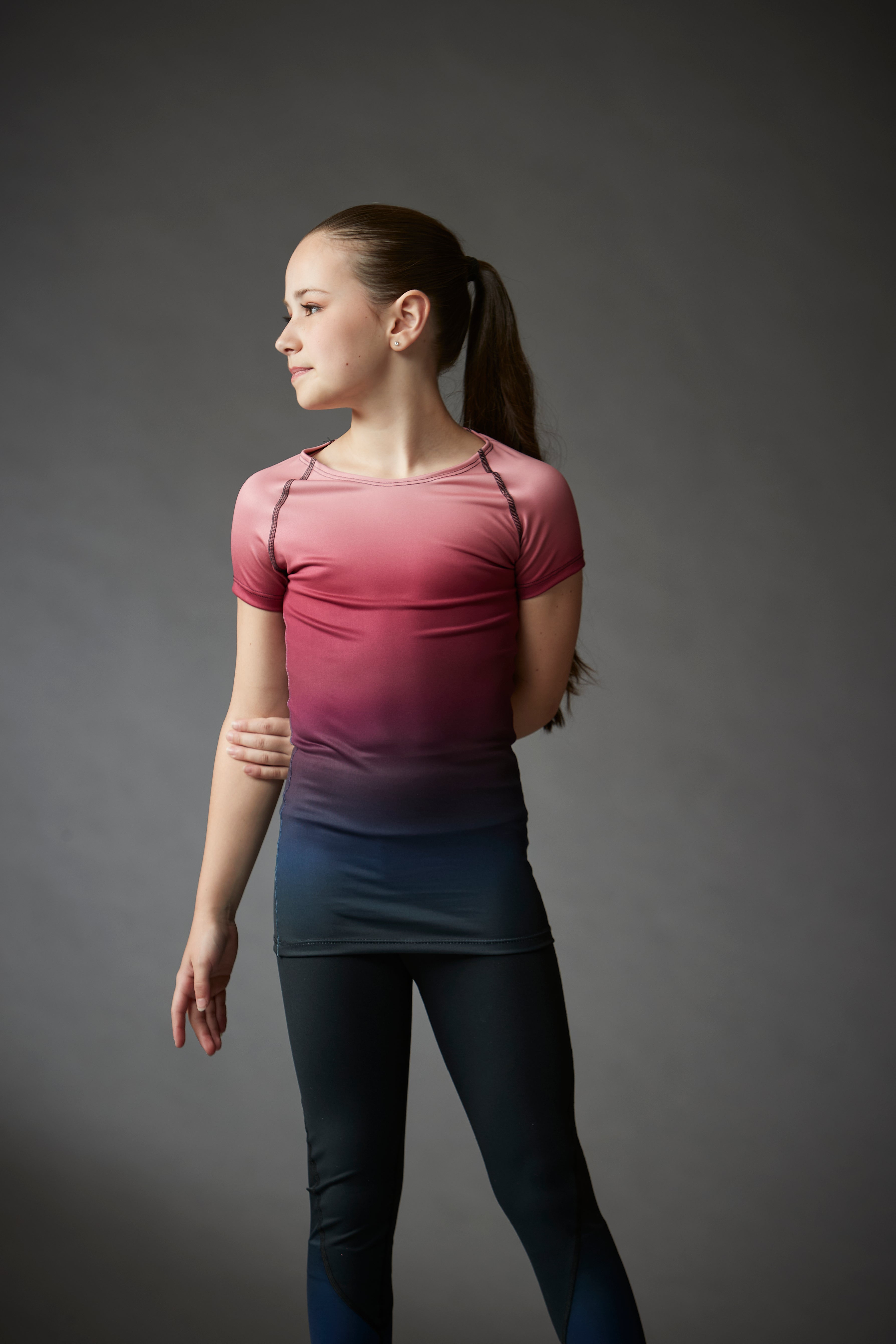 Performance Short Sleeve Ombré Shirt - Black to Pink