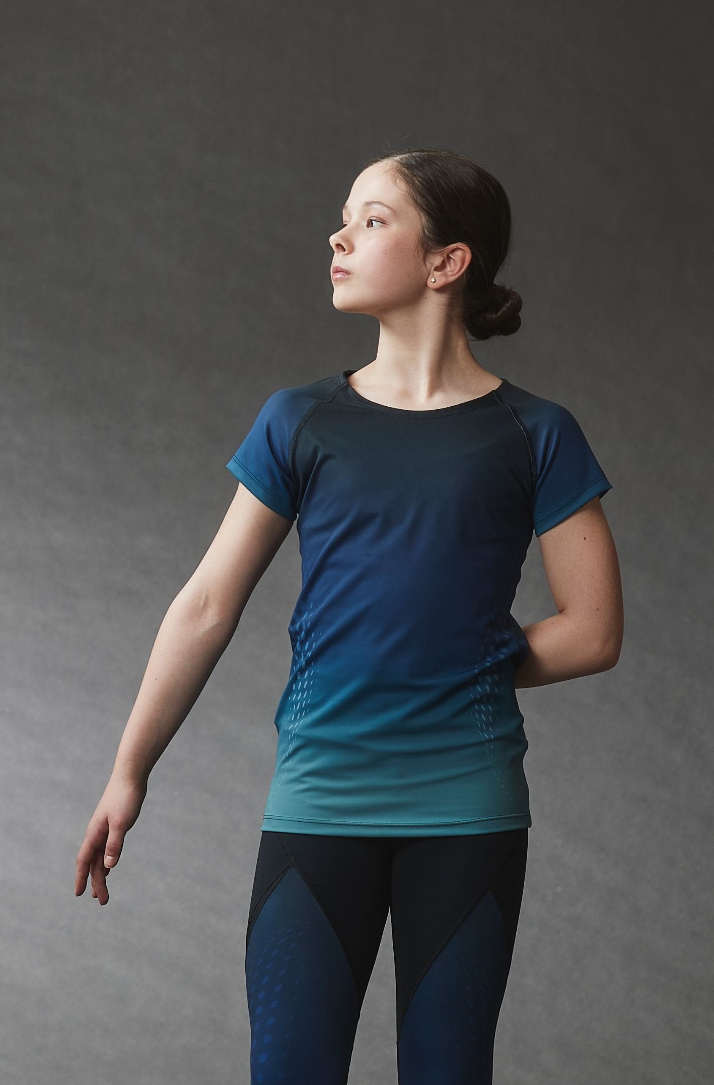 Performance Short Sleeve Ombré Shirt - Navy to Teal