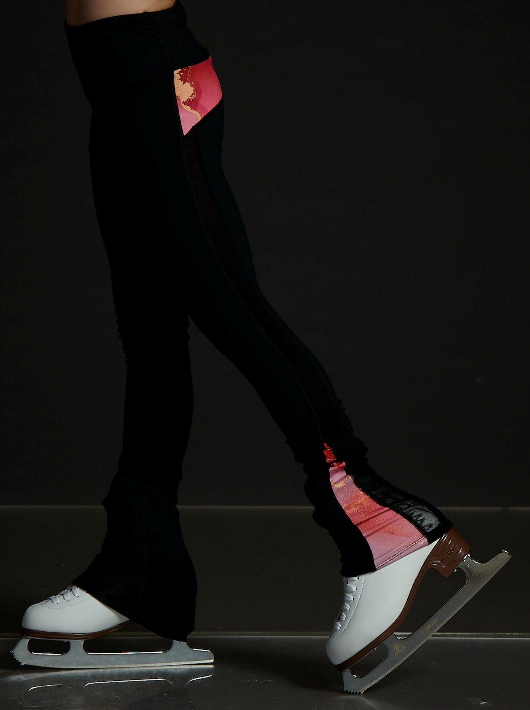 High Waist Black Legging With Mesh - Marbled Coral