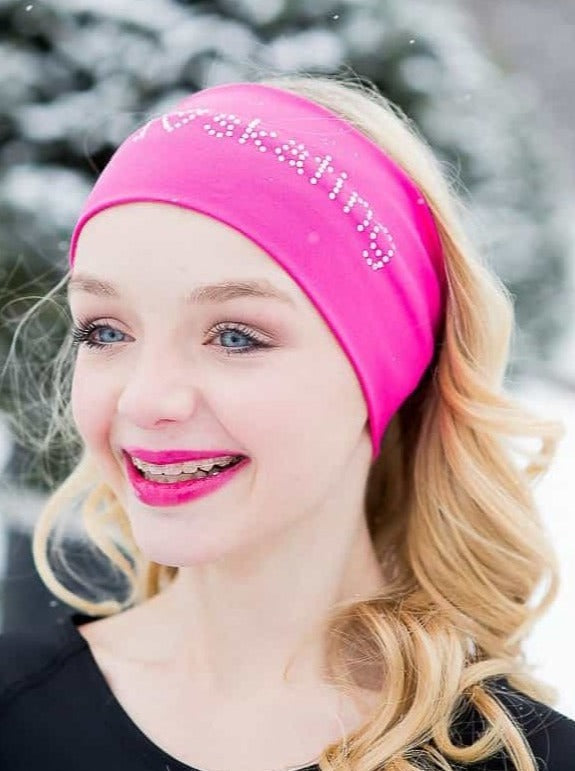 I LOVE SKATING Headband - Pink - Elite Xpression