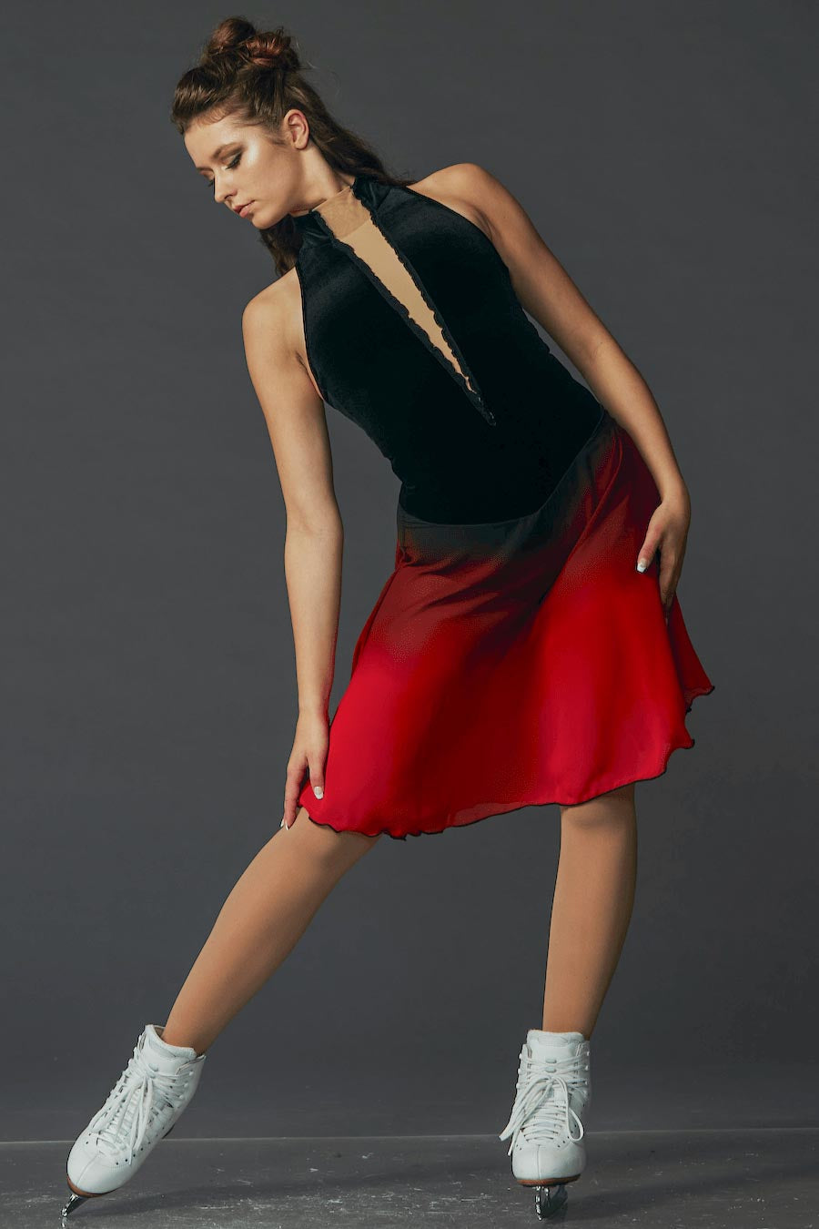 Faded Red Dance Dress- Figure Skating - EliteXpression Elite Xpression Faded Red Dance Dress- Figure Skating - EliteXpression Elite Xpression