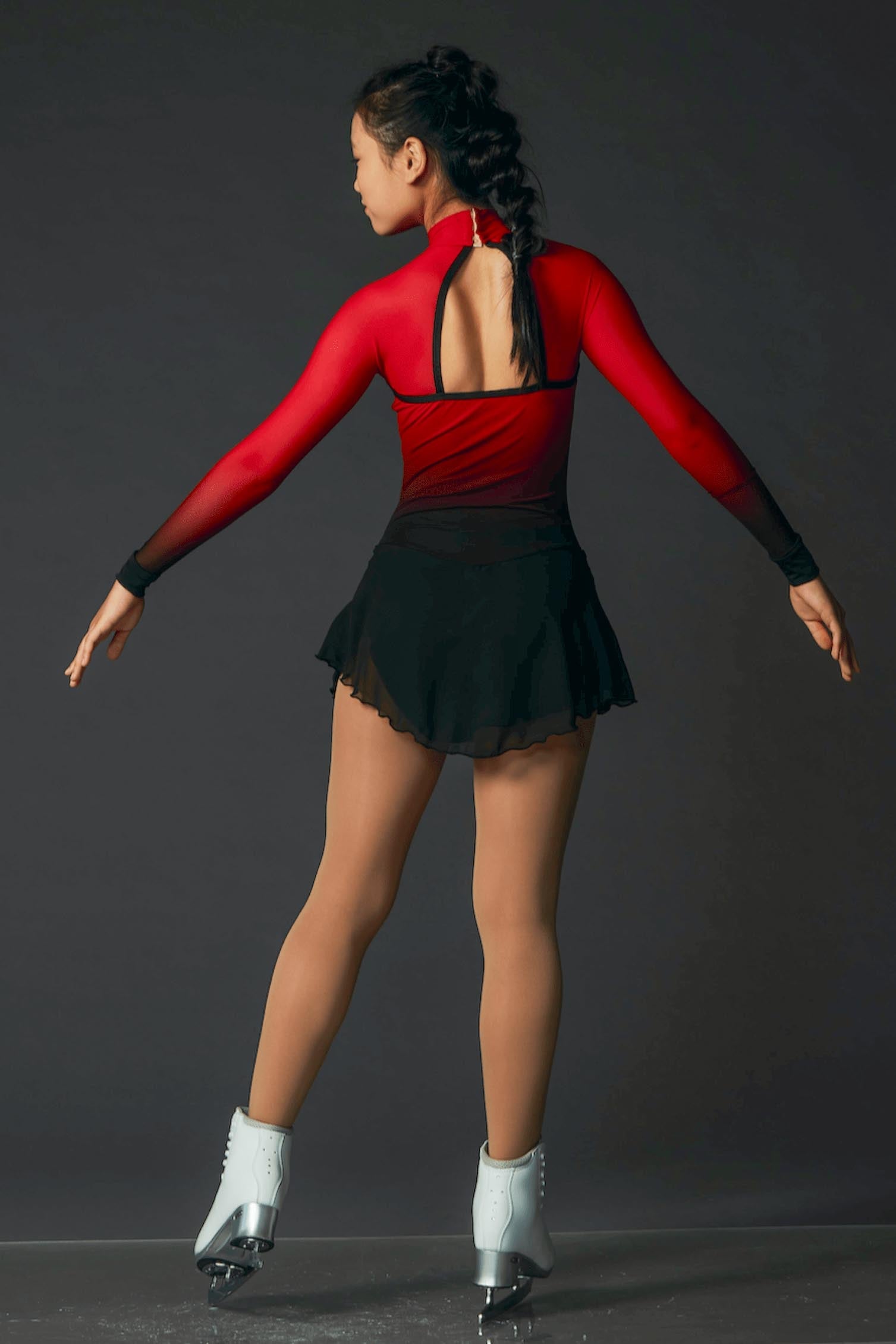 black and red ice skating dress Figure Skating Dress Red and Black Costume Ice Skating Skirt Gymnastics Show