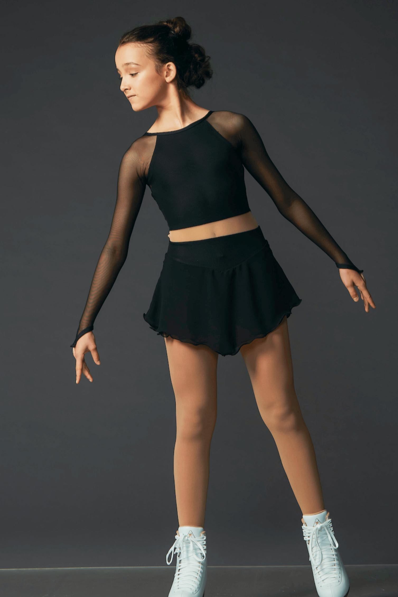 Black Crop Top Dress with Mesh