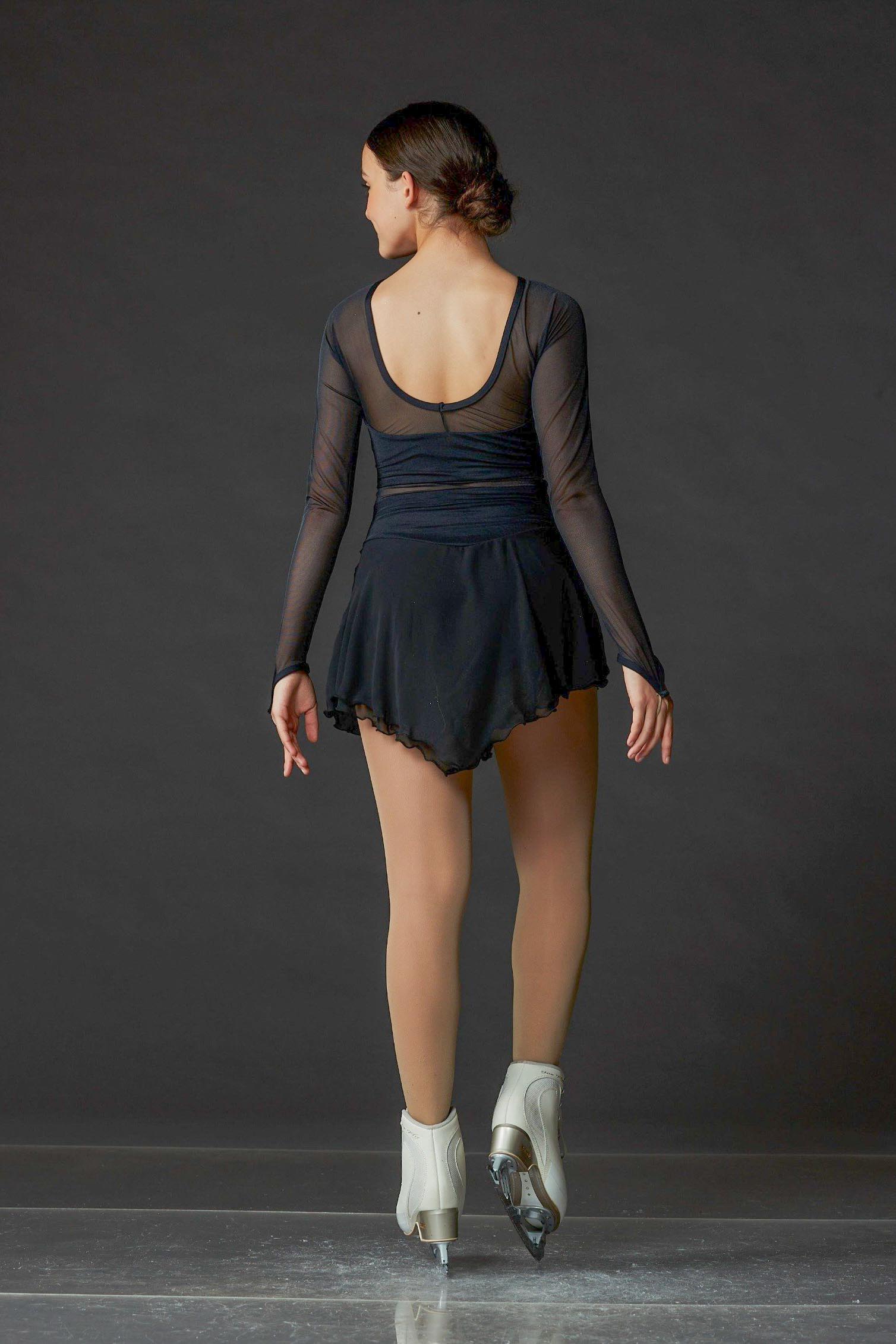 Crop Top Dress with Mesh - Black
