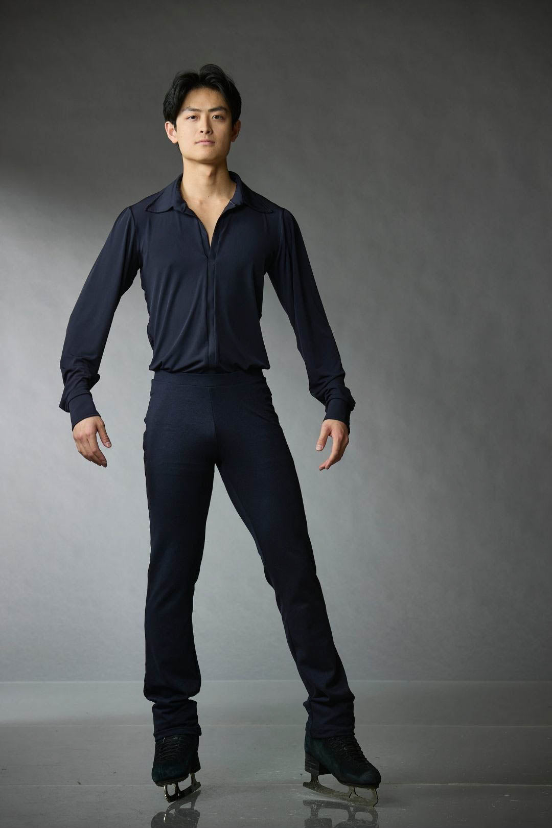 Men's Solid Navy Shirt with Built-in Briefs