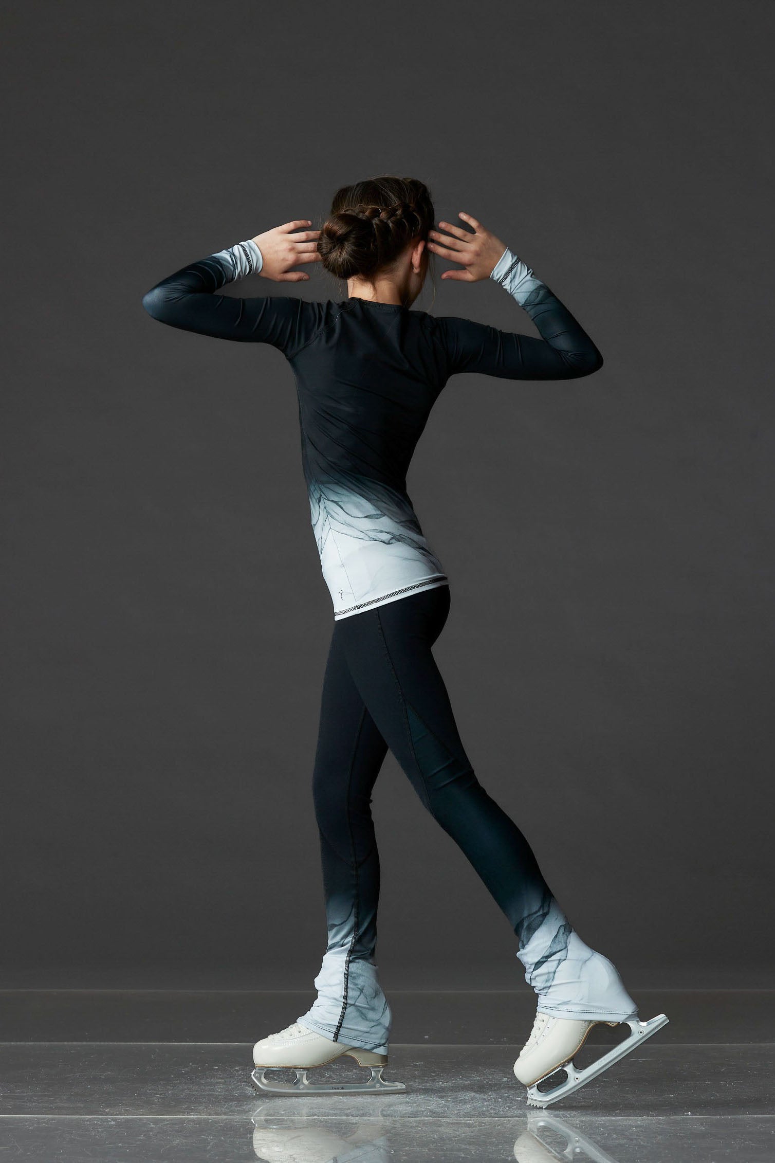 Black Shirt with Sublimated Sleeves - Marbled Grey